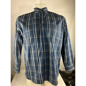Men’s Simply Styled Plaid Long Sleeve Button Up Dress Shirt Size 2XLT Blue EUC